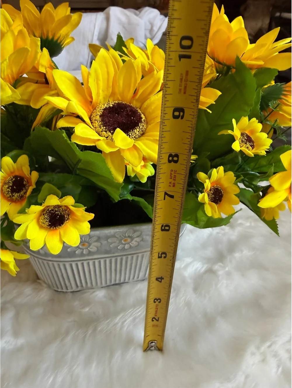 Artificial Sunflower Floral Arrangement in Decorative Metal